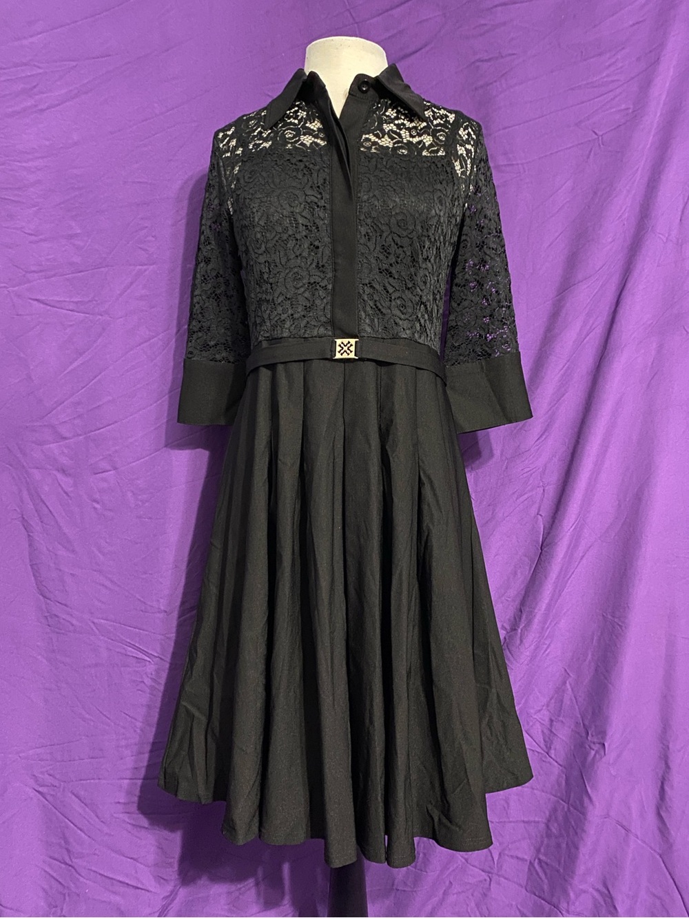 NWT Miss May Retro Gorgeous City Black Lace Midi Dress. Size XL.
